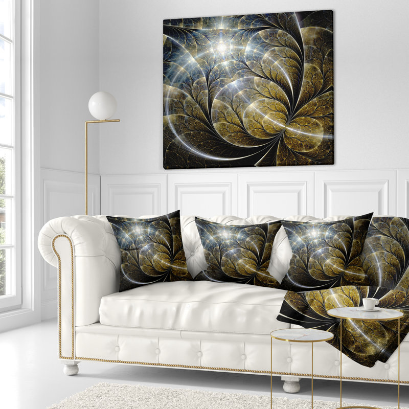 Coussin floral à fleur symétrique avec éclairage, 16 po x 1 po, Coussin décoratif