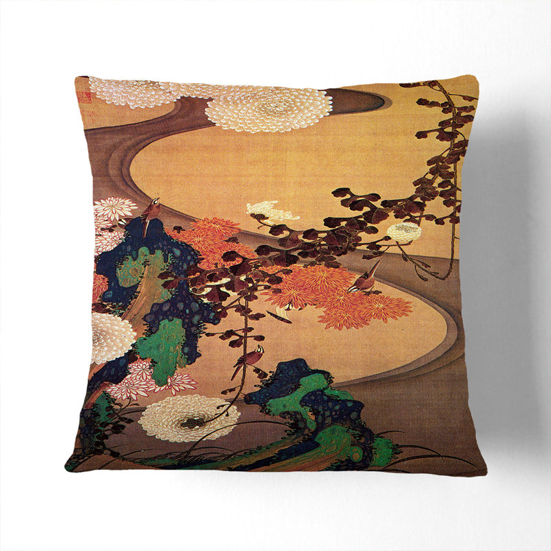 Floral Square Throw Cushion, 40cm H x 40cm W x 15cm D