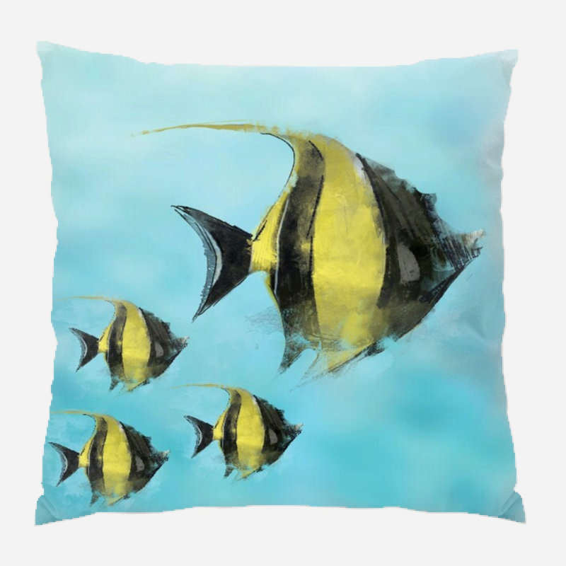 Coussin en poisson Milliner, Vert de mer, Microsuède, Intérieur