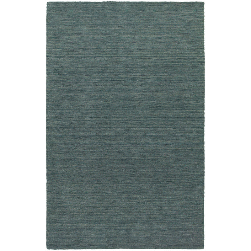 Tapis bleu en laine touffeté à la main Nala, Rectangle 5 pi x 8 pi