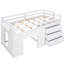 Lit mezzanine simple en bois massif - blanc, avec armoire et tablette pour une utilisation pratique