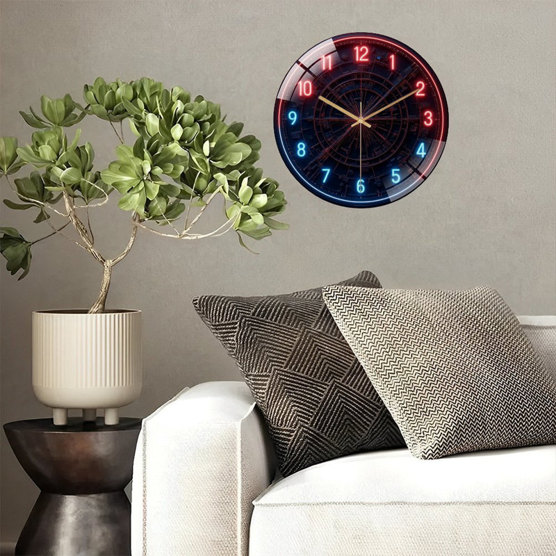 Modern LED Digital Wall Clock with  Features Art - 12'' Modern Glass Wall Clock