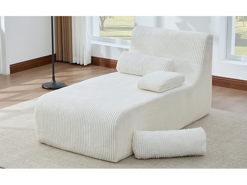 Canapé moderne sans méridienne 34,2 po, Velours côtelé beige, Beige