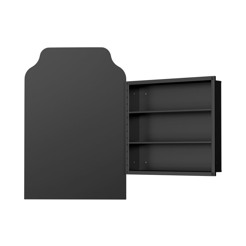 Armoire à pharmacie murale symétrique encastrée avec miroir et tablettes