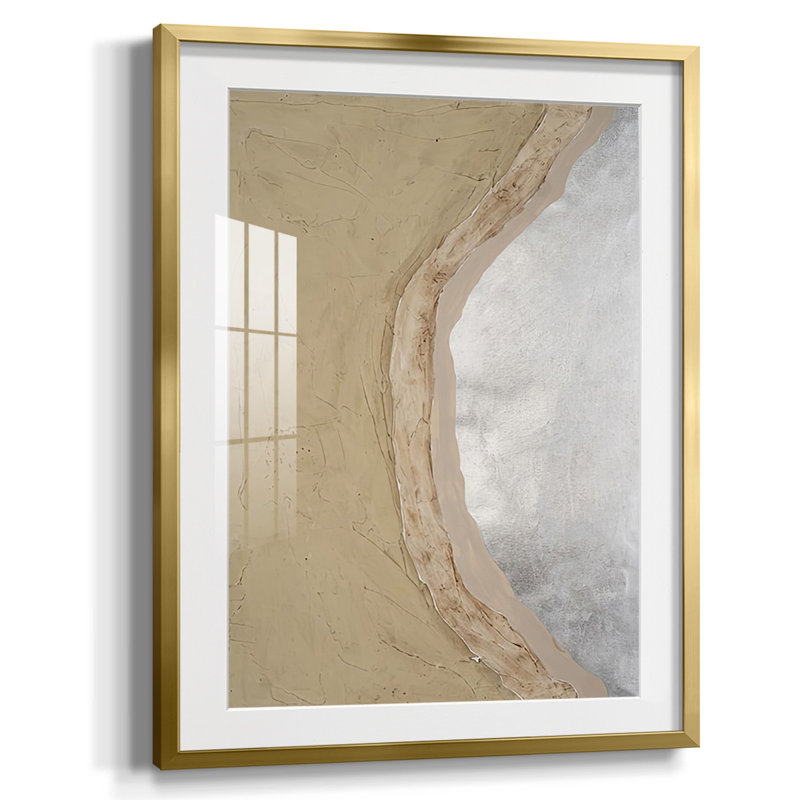 Silver Lake III, Blanc, Papier avec cadre doré