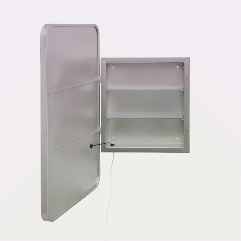 Armoire à pharmacie rectangulaire avec miroir, Argent argent