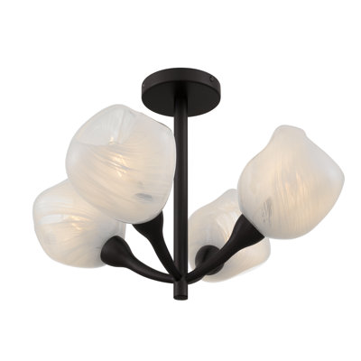 Plafonnier semi-encastré Adelyn à 4 lumières, finition bronze huilé