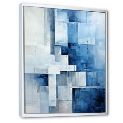 Collage bleu géométrique nautique - art minimaliste côtier