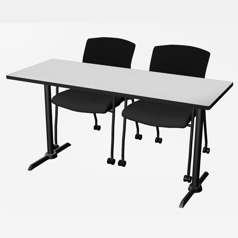 Base et table de formation Cain, Blanc, H 29 po x L 60 po x l 24 po, Noir