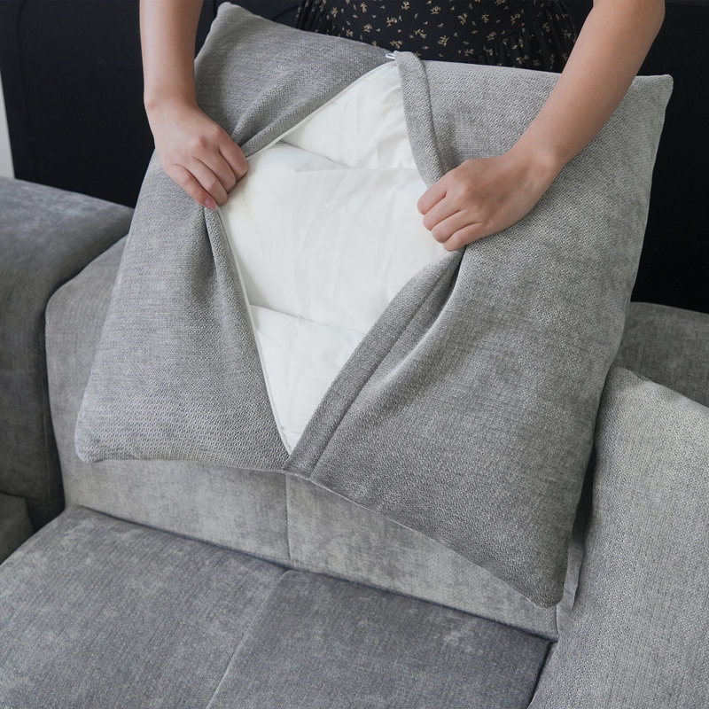 Chaise rembourrée en tissu de lin Kay, Gris clair