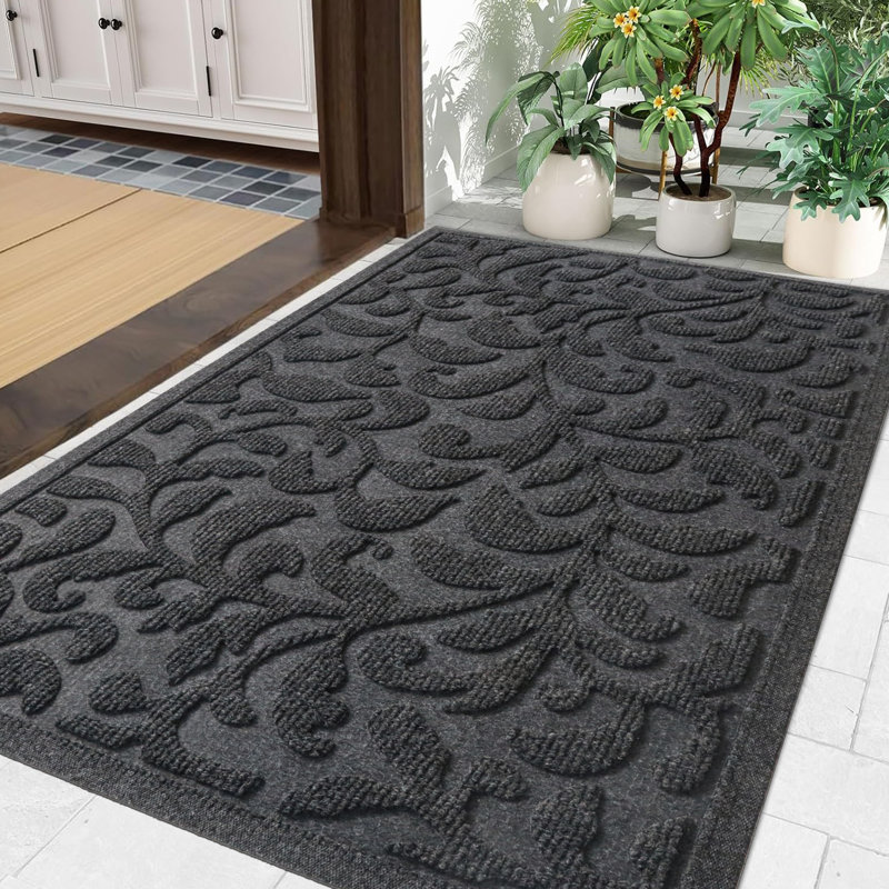 Paillasson intérieur antidérapant Sonoko, L 17 po x L 30 po, Gris foncé