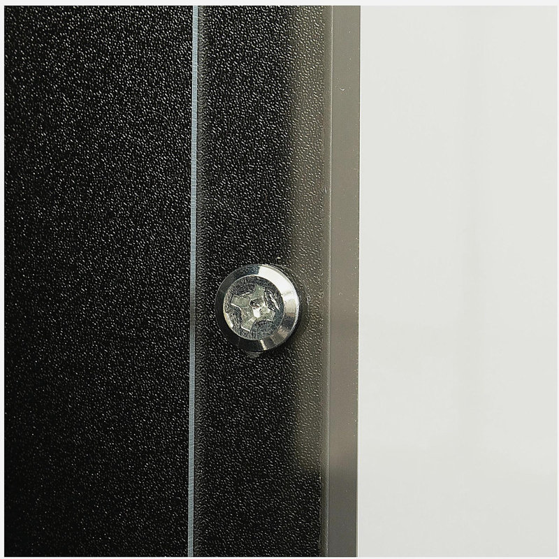 Armoire latérale noire avec barre d'éclairage en aluminium et grand espace de rangement, Noir