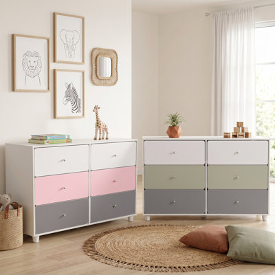 Liston Weishaar 6 Drawer Chest with Custom Green and Pink Panel Design