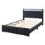 Lit tapissier double avec éclairage à DEL, tablettes, capitonnage vertical et ports de chargement USB double face