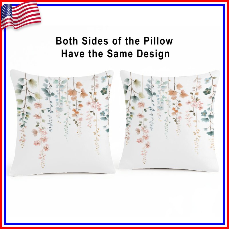 Coussins décoratifs suspendus fleurs pastel, 20 po x 20 po