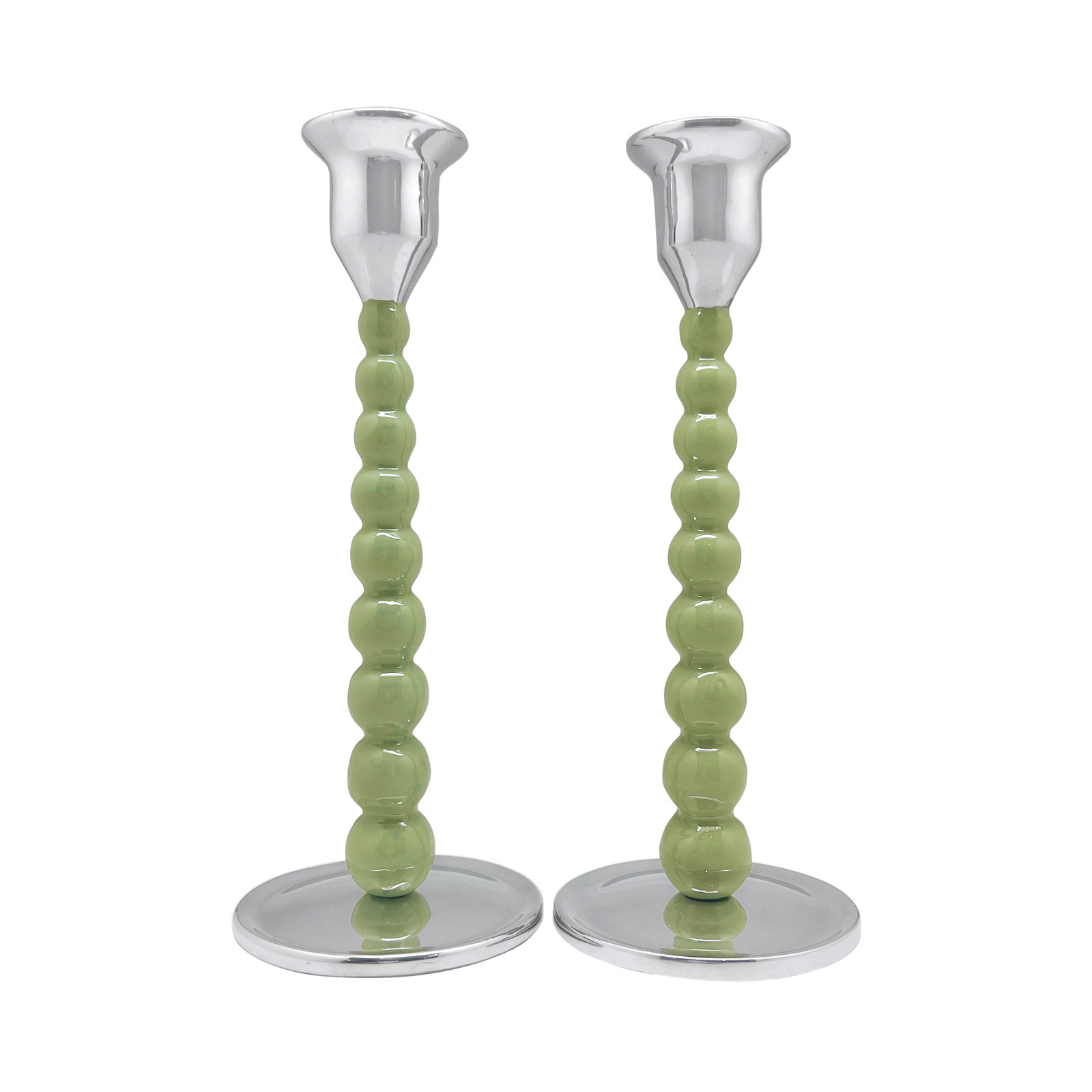 Aluminum Tabletop Candlestick, Green, 9" H x 3.54" W x 3.54" D