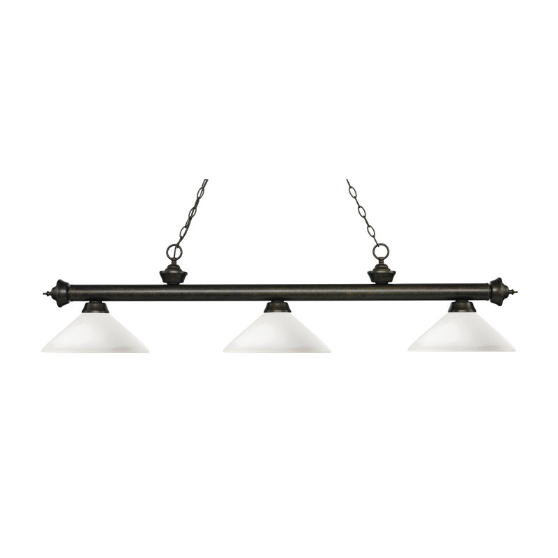 Chevelle 3 - Light Pool Table Lights Pendant, Matte Black, Matte Opal