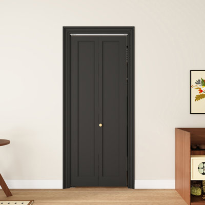 30" x 80" 1 Panel Prefinished Laminated Black Hollow-Core Interior Composite Bifold Closet Door