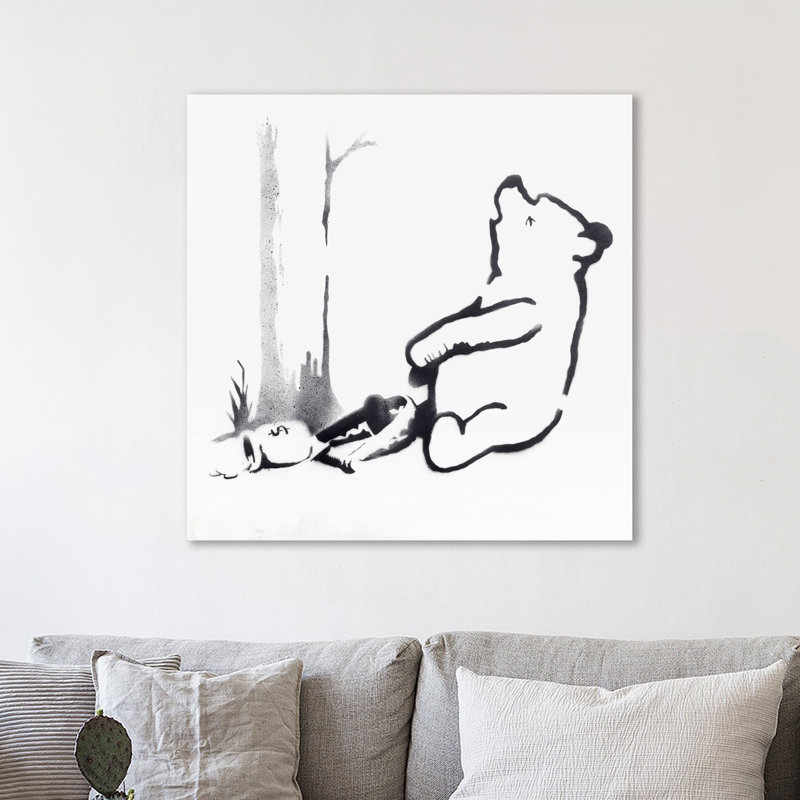Pooh Bear by Banksy - Wrapped Canvas Print, 30cm H x 30cm W x 4cm D