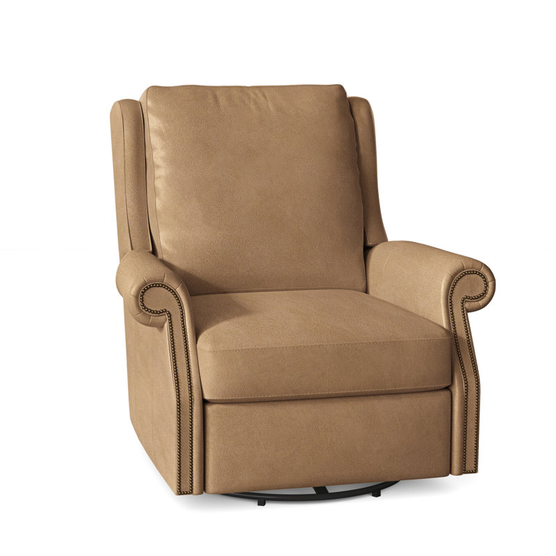 Fauteuil inclinable standard en cuir véritable de 38 po de largeur, Fauteuil oscillant pivotant avec inclinaison manue