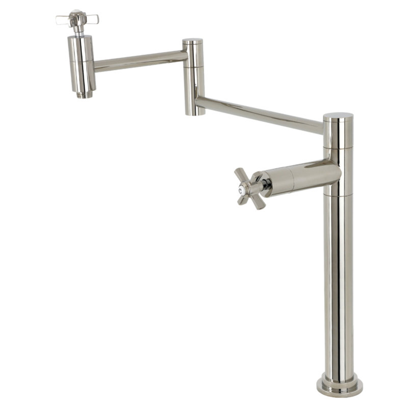 Kingston Brass Millennium Two-Handle 1-Hole Deck Mount Pot Filler Faucet, Polished Nickel