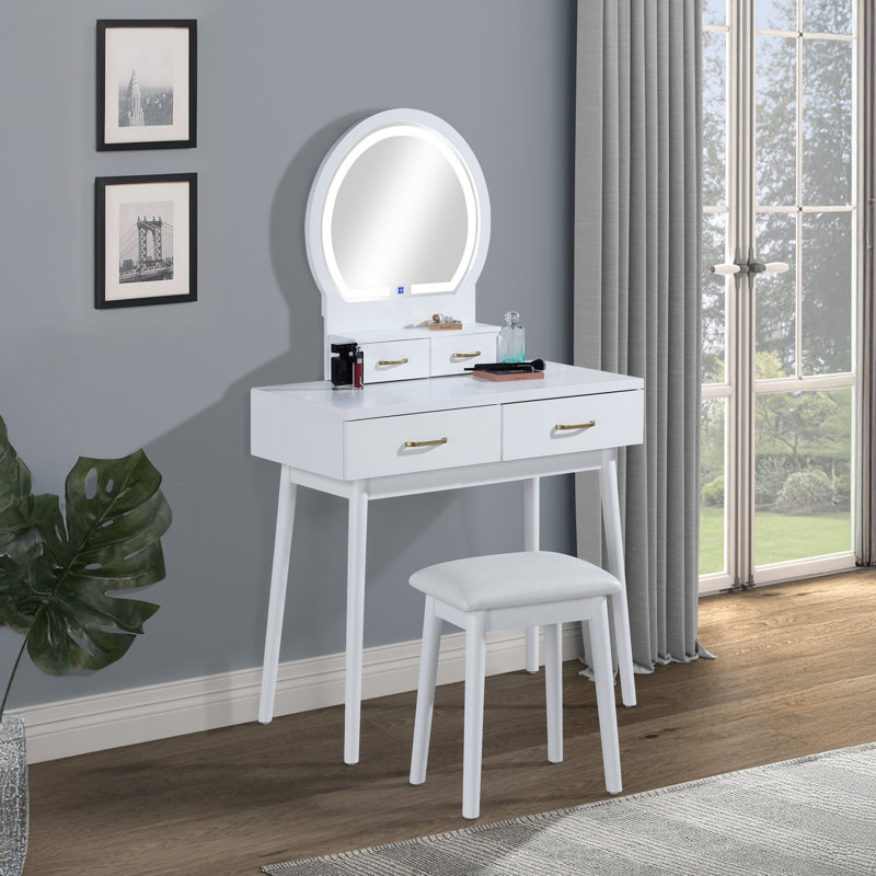 Ensemble de coiffeuse 3 pièces Modern Luxury, Blanc
