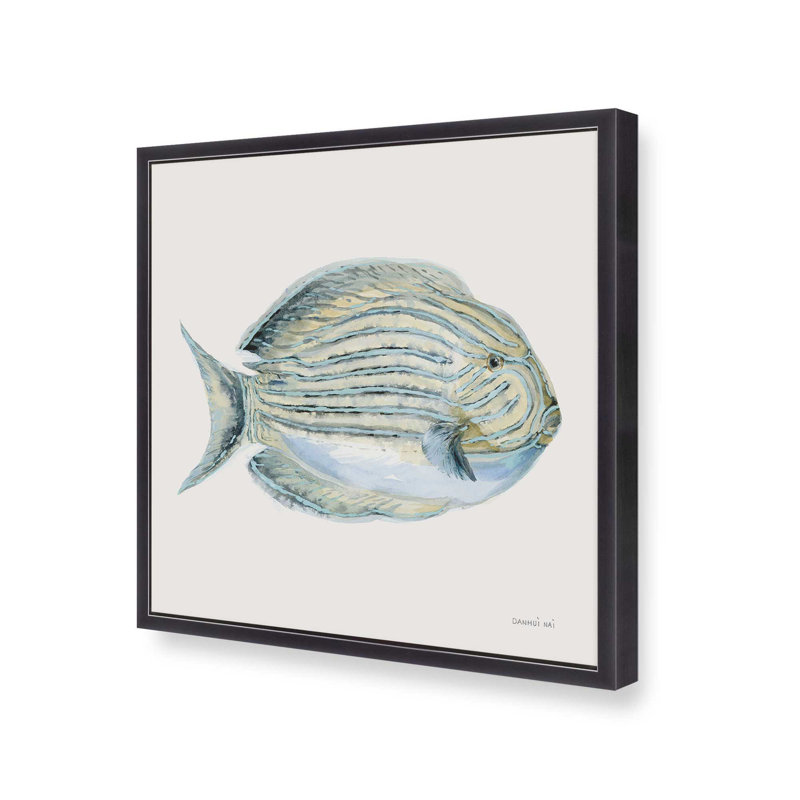 Impression d'art rayé Sea Wanderer, H 13,75 po x l 13,75 po, Cadre de coin ouvert en zinc patiné