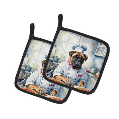 Caroline's Treasures The Dog Chef Polyester Potholder Set