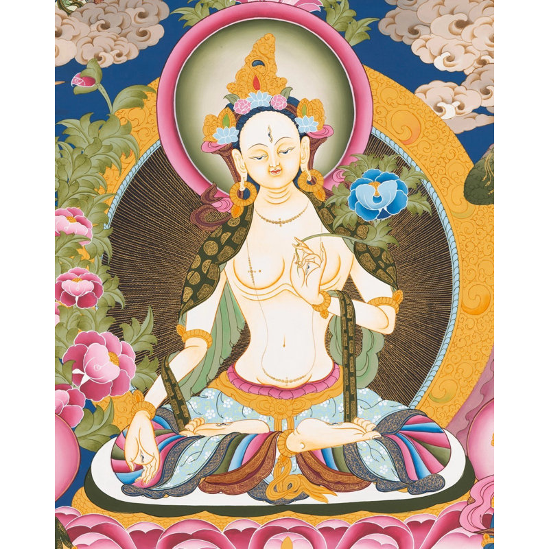 Déesse blanche Tara Thangka (Brocadeless Thangka)
