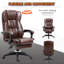 Fauteuil de bureau brun à haut dossier, avec vibration à 6 points, 5 modes, fauteuil de direction, fauteuil pivotant en cuir d'unité centrale, dossier inclinable et repose-pieds rétractable