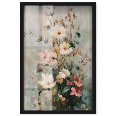 Vintage White Whispers Shadowbox Print Vintage Floral Art by Art Remedy