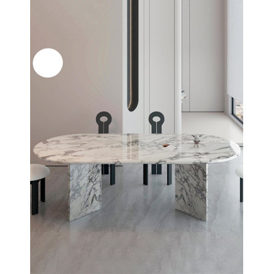 Oval Faux Marble Top Dining Table