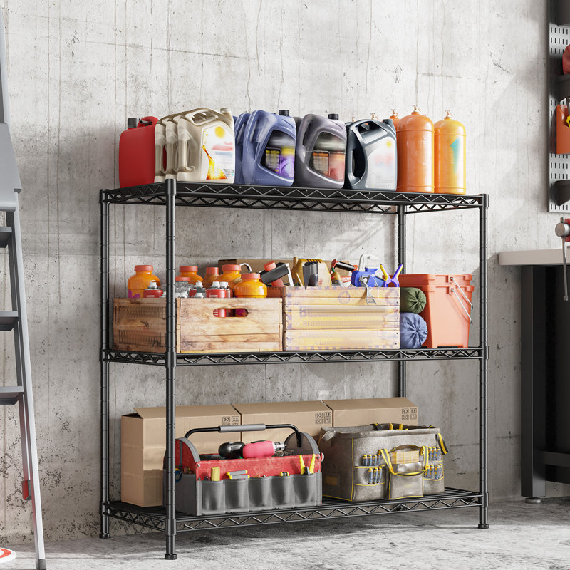 Étagère de rangement en fil de 35,6 po, support réglable de 14 po pour la cuisine, garde-manger, placard, noir, Noir