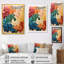 Motif de vagues multicolores dans des couleurs rétro - décoration murale abstraite à encre liquide-523082794-523082795