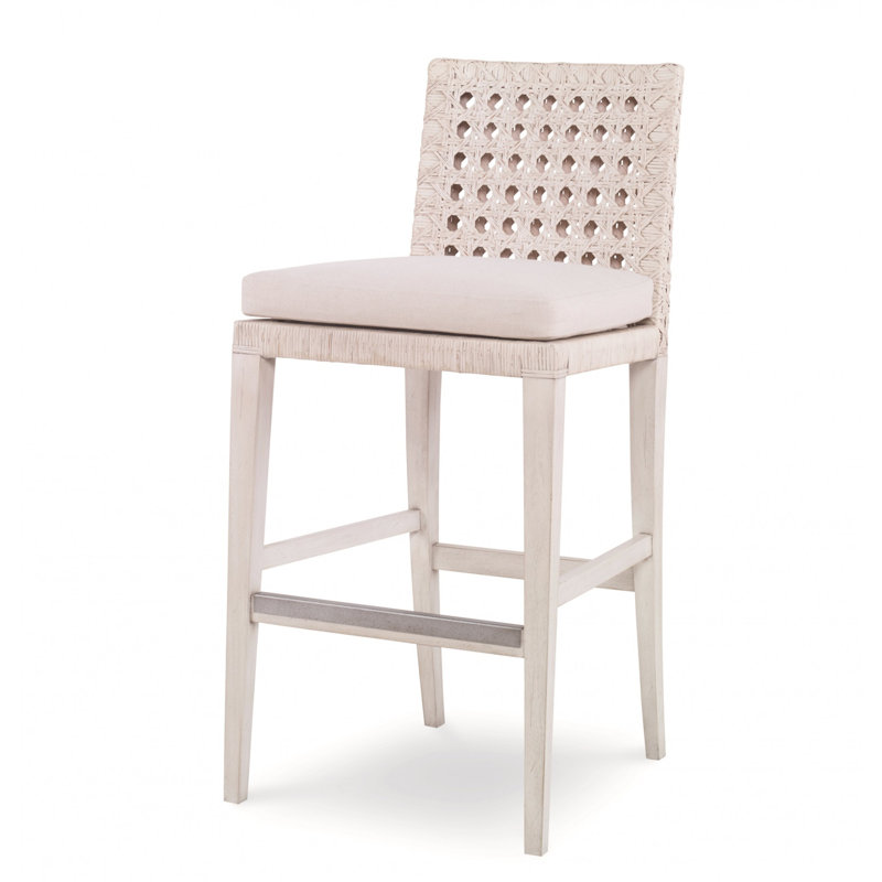 Caribe Upholstered Stool with Solid Wood Frame, Bar Stool (27.25" Seat Height), Peninsula