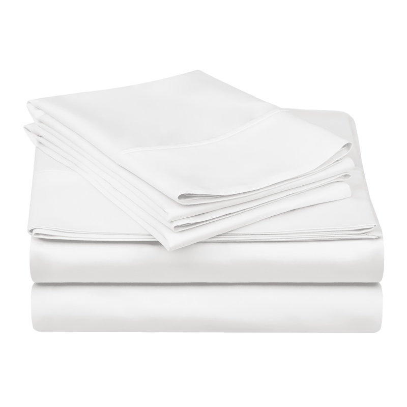 Ensemble de draps en coton Superior Bedding, Ensemble de draps pour taille de lit double avec d, Blanc uni