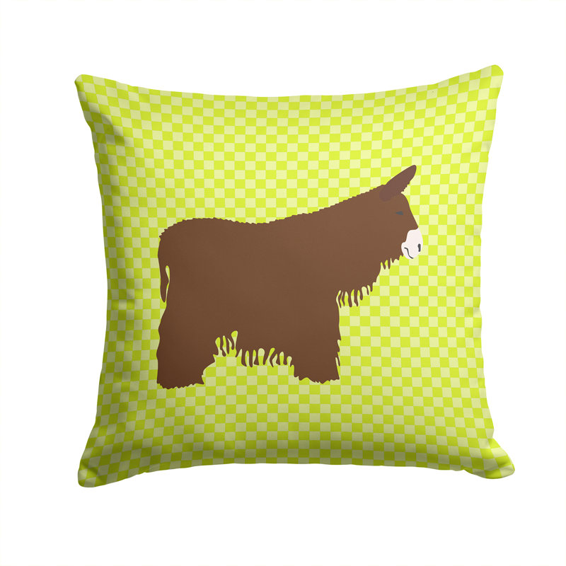 Coussin décoratif extérieur éclectique donkey check, Vert, 14 po x 14 po