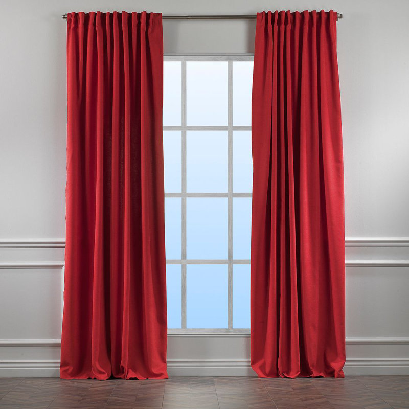 Room Darkening Single Curtain Panel, 260cm Width x 145cm Drop, Red