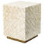 Tabouret 14 po x 14 po x 18 po, couleur crème, incrustation de diamant, base en laiton, décoration polyvalente