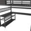Lit mezzanine double avec escalier gauche ou droit, garde-robe, bureau en L, tablettes de rangement et 16 lumières à DEL de couleur, noir, capacité de 350 lb, choix de lumières intégrées, charge maximale