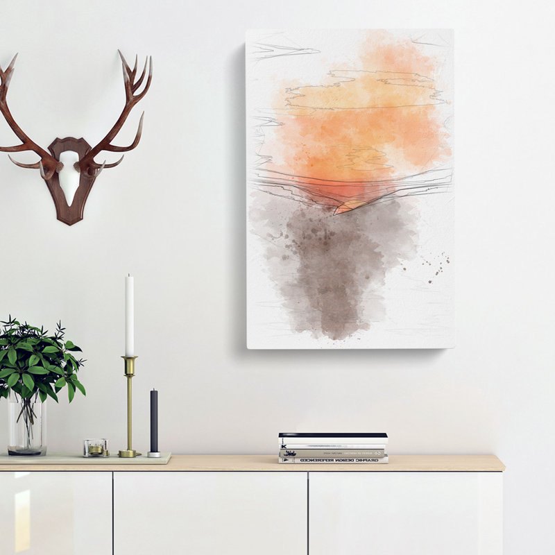 Orange Sunset Abstract - Wrapped Canvas Print, 76cm H x 50cm W x 3cm D