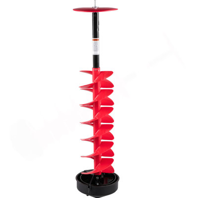 Ice Drill Auger, 6" Diameter Nylon Ice Auger, 39" Length Ice Auger Bit,Auger Drill With 11.8" Extension Rod,Auger Bit W/Drill Adapter,Top Plate & Blade Guard For Ice Fishing Ice Burrowing Red