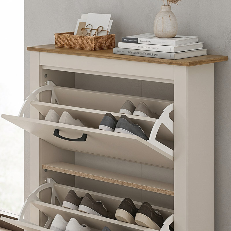 12 Pair Shoe Storage Cabinet, Natural