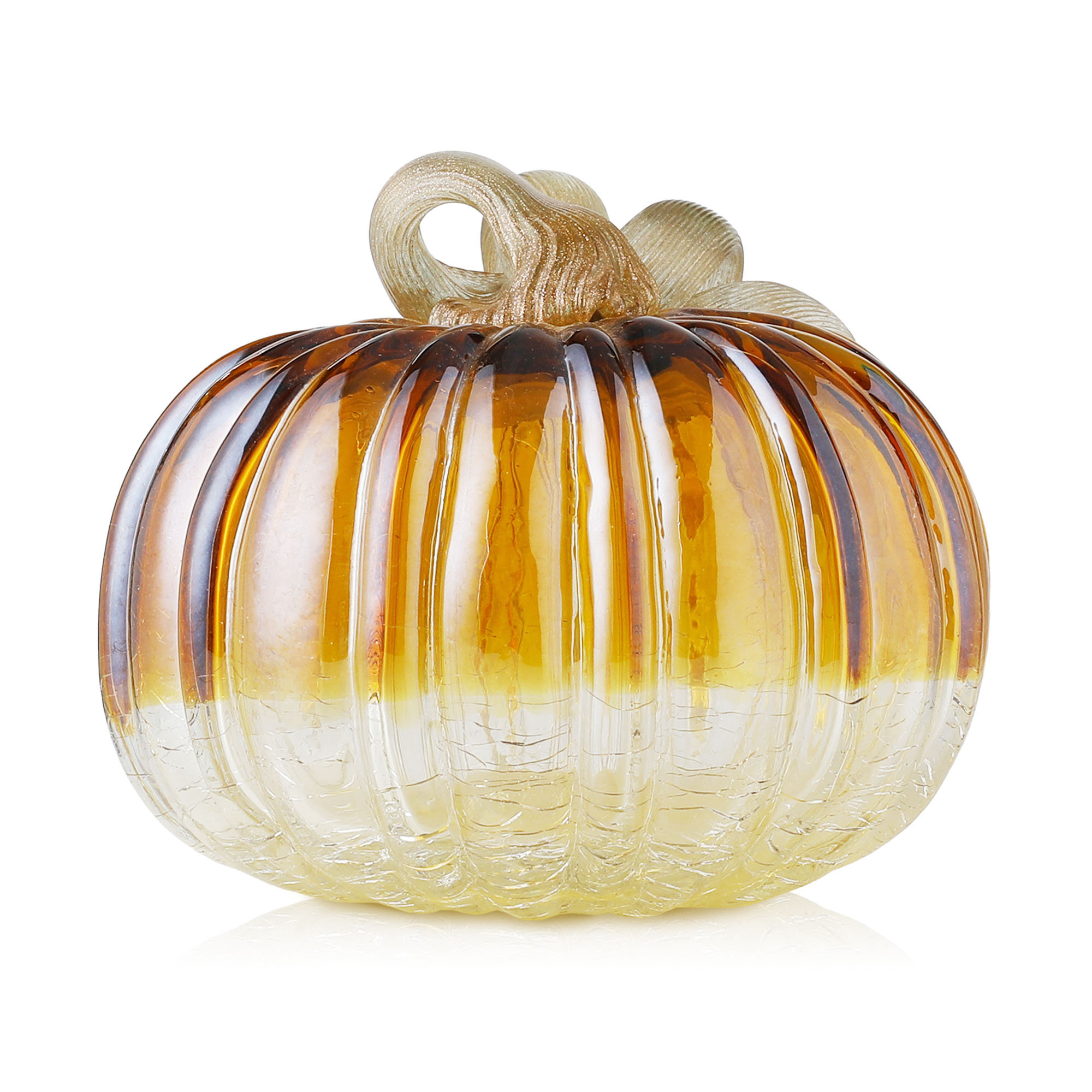 Grand Bougeoir Pier 1 Verre Et Métal - Citrouille Récolte - Déco Automne 7,5"