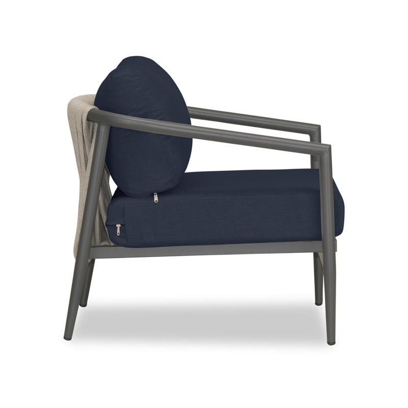 Delaine Powder Coated Aluminum Outdoor Lounge Chair , Sunbrella® Cushions Included, Spectrum Indigo Sunbrella®, Slate