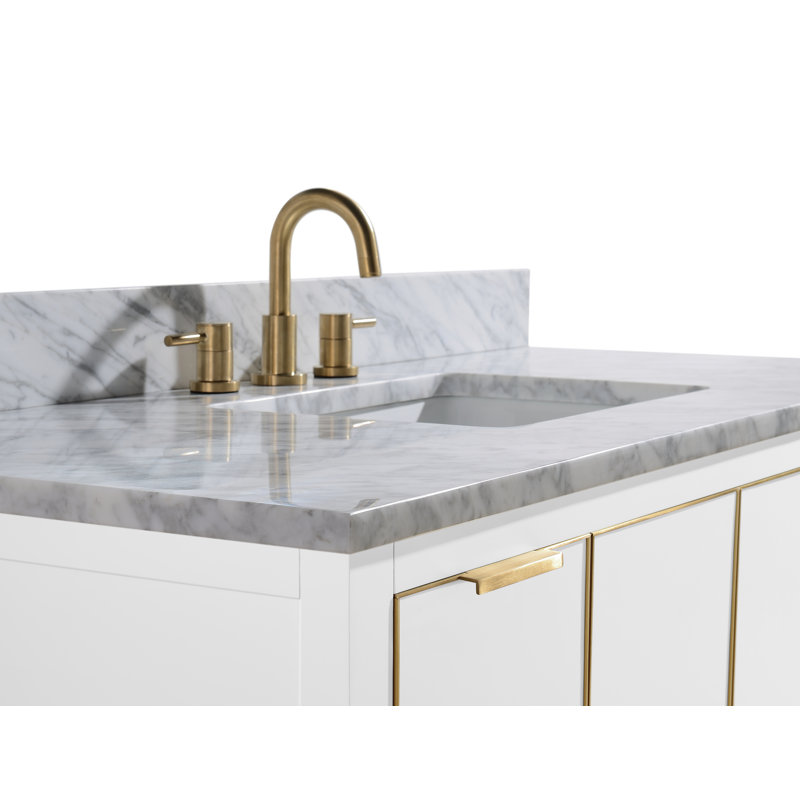 Austen 49'' W Single Vanity, Carrara White Marble/Silver, White