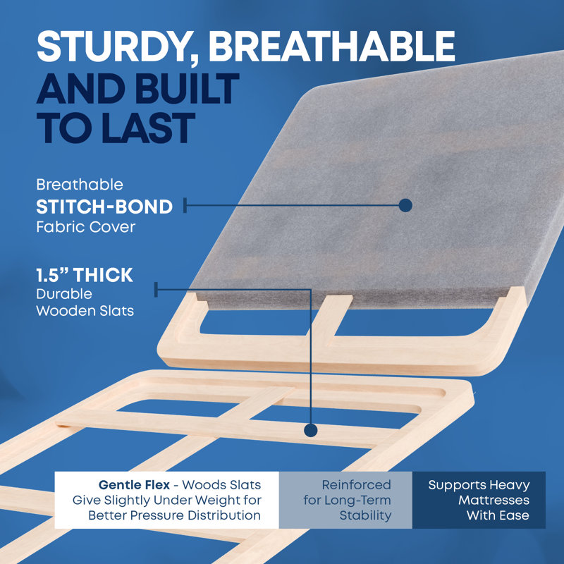 Boyer 1.5'' Split Folding Wood Bunkie Board / Slats, Twin