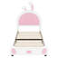 Lit plateforme simple avec tête de lit en forme de lapin - revêtement coloré facile à assembler blanc et rose