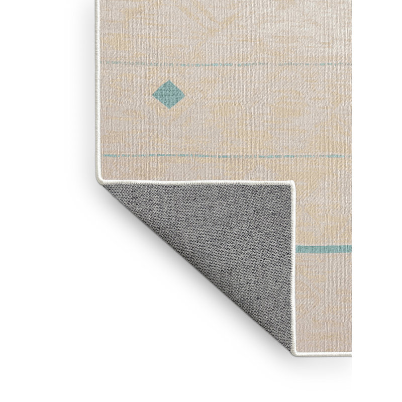 Machine Washable Beige Area Rug, Rectangle 6' x  9'