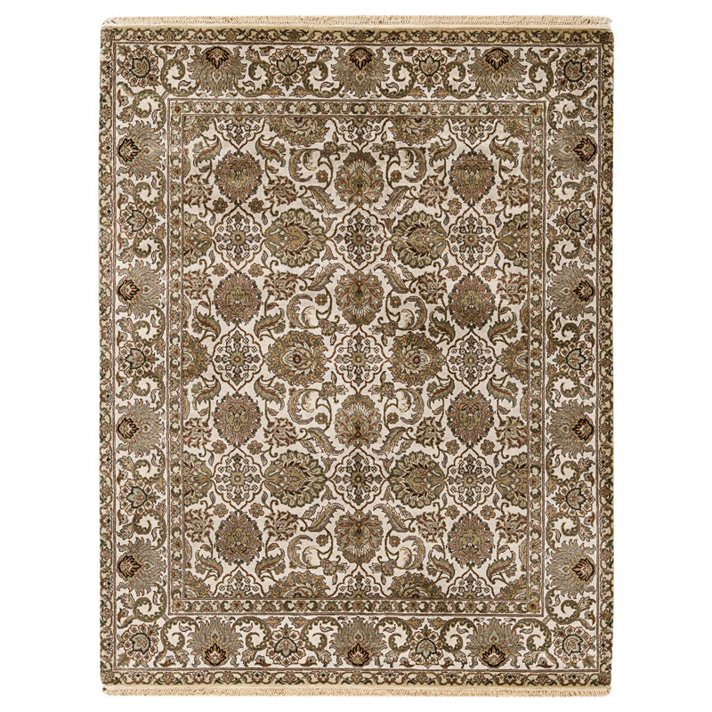 High-Quality Hand-Knotted Ivory Area Rug